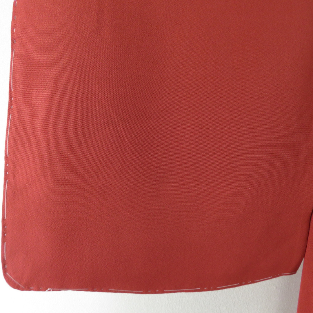 色無地 共八掛 正絹 茶色 袷 広衿 蔦紋 一つ紋 セミフォーマル 仕立て上がり着物 身丈159cm 美品 8