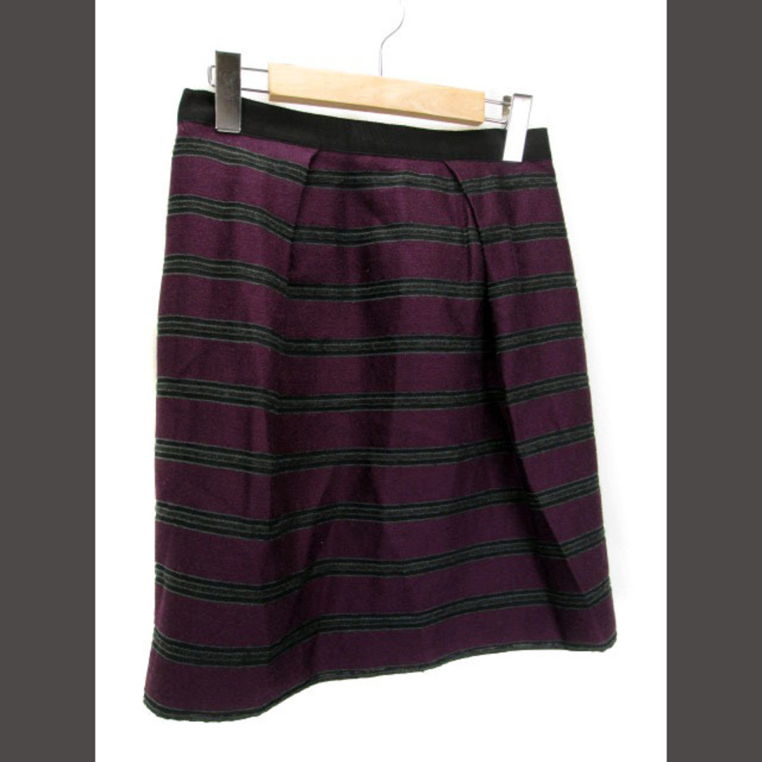 UNTITLED(アンタイトル)のアンタイトル UNTITLED スカート タイト ボーダー ウール 2 紫 レディースのスカート(ひざ丈スカート)の商品写真