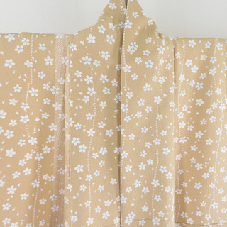 小紋 小梅柄 正絹 灰黄茶色 広衿 袷 カジュアル 仕立て上がり着物 身丈 