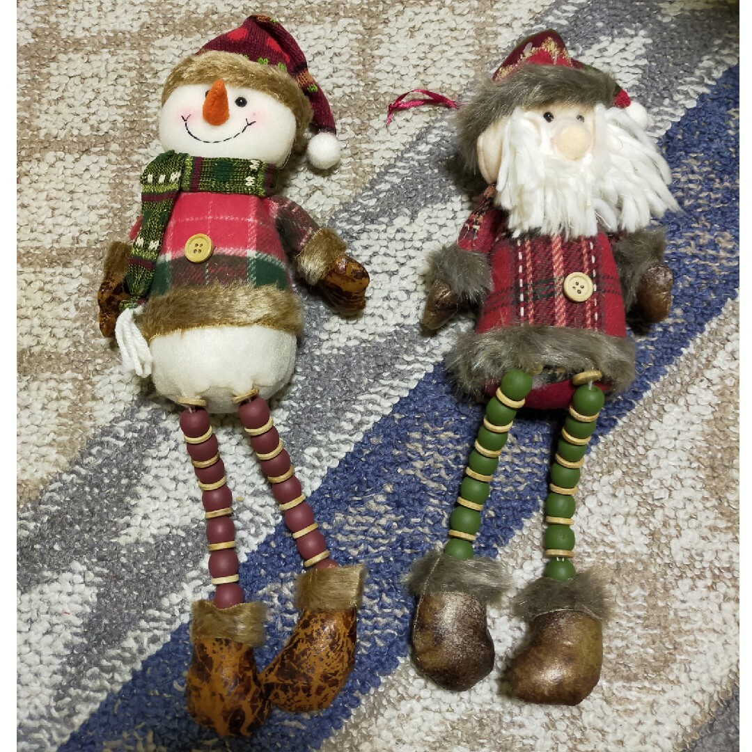 クリスマス　置物　サンタと雪だるま　人形