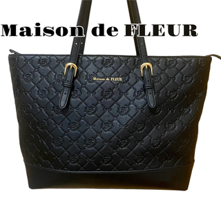 メゾンドフルール(Maison de FLEUR)の✨極美品✨メゾンドフルール トートバッグ A4 モノグラム 金ロゴ ブラック(トートバッグ)
