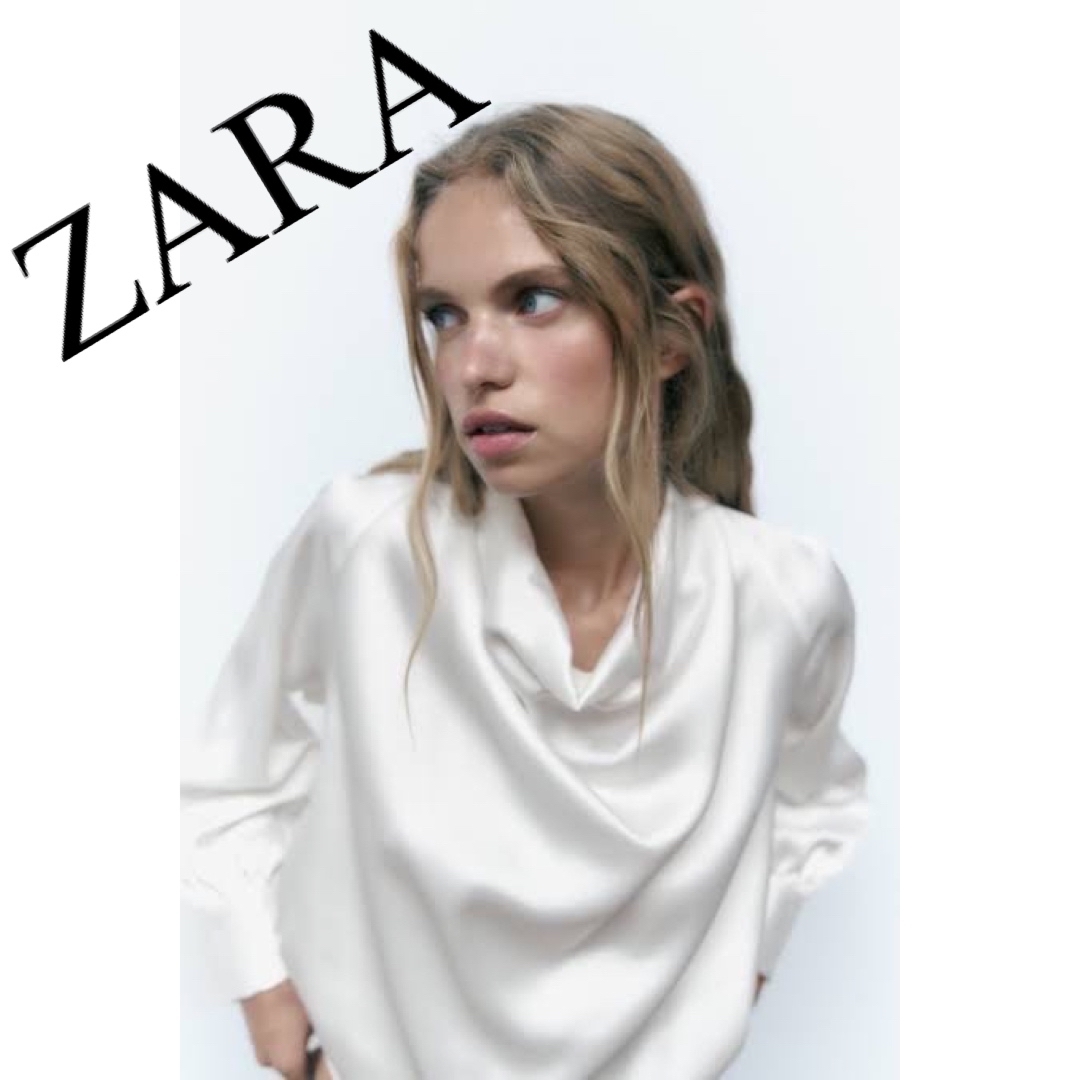 美品　ZARA ザラ　シャツ　ブラウス　トップス　サテン　とろみ　金ボタン　人気