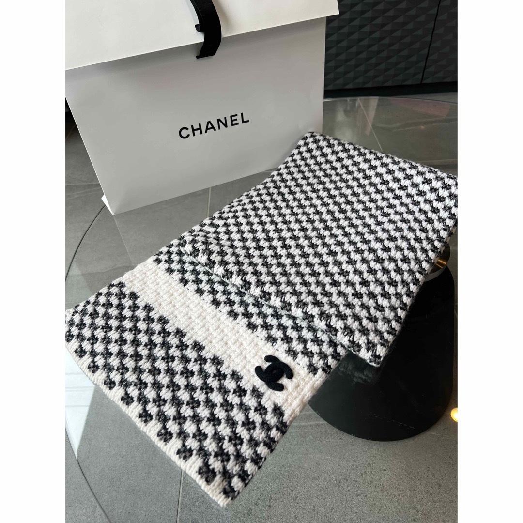 CHANEL シャネル 千鳥柄 ココマーク ニット マフラー 未使用