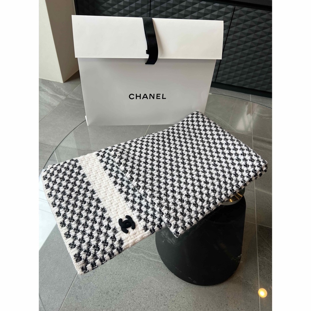 CHANEL シャネル 千鳥柄 ココマーク ニット マフラー 未使用