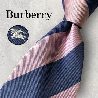 バーバリー(BURBERRY)のBurberry バーバリー ストライプ ホースロゴ レジメンタル ボルドー(ネクタイ)