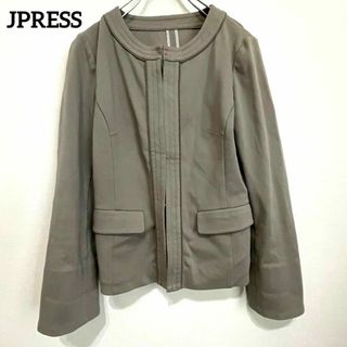 ジェイプレス(J.PRESS)のK694 JPRESS ジェイプレス ノーカラージャケット 長袖 無地 ベージュ(ノーカラージャケット)