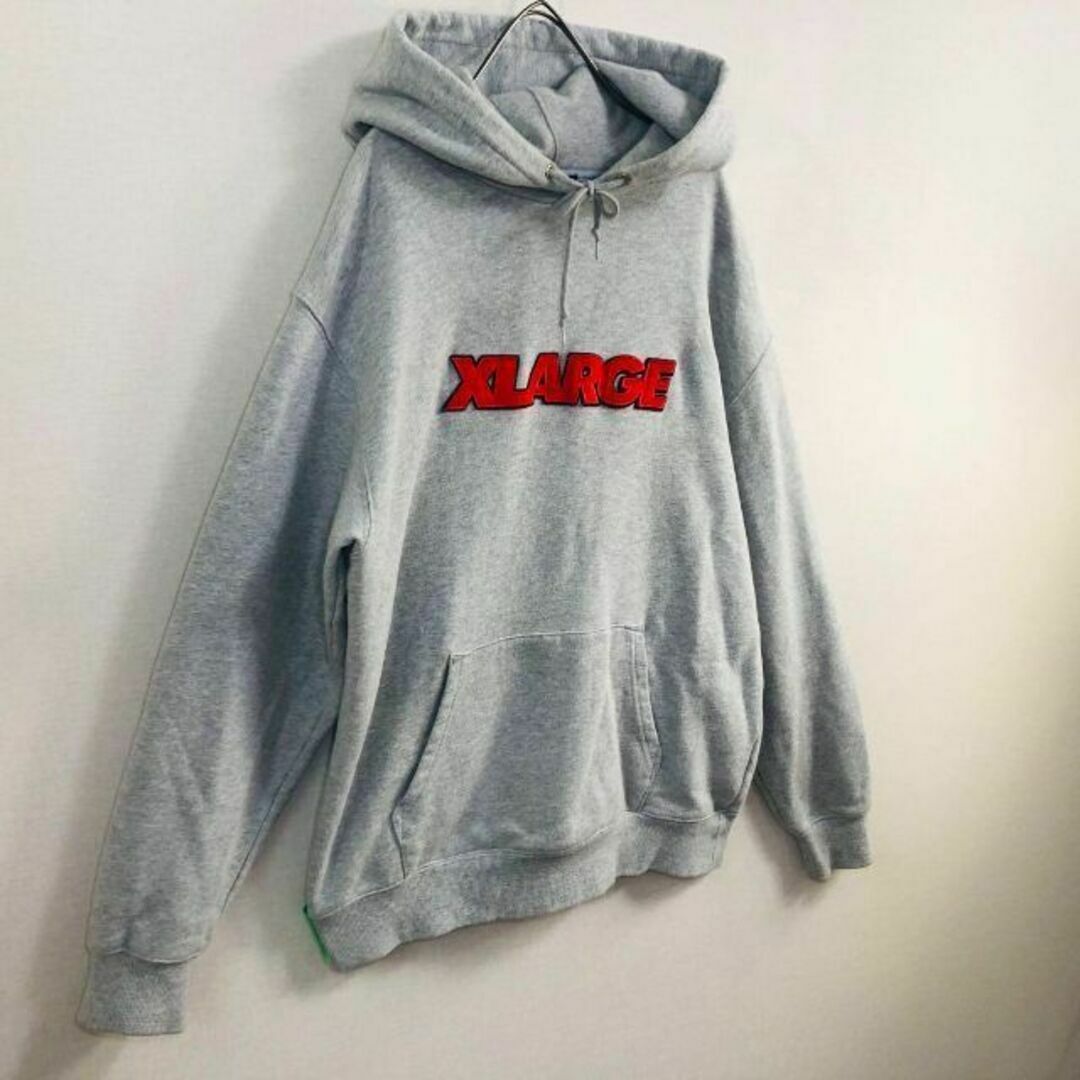 XLARGE - 【希少】エクストラージ パーカー サイズL グレー 刺繍ロゴの
