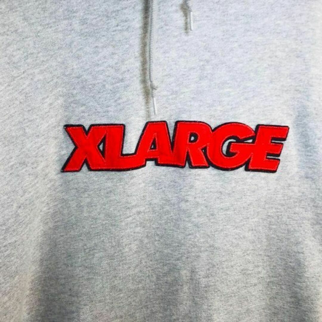 XLARGE エクストララージ パーカー 胸ロゴ 刺繍 グレー 大人気カラー◎