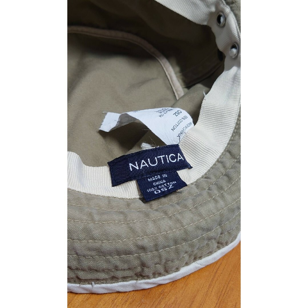 NAUTICA(ノーティカ)のNAUTICA ロゴ プリント コットン トリム バケット ハット カーキ メンズの帽子(ハット)の商品写真