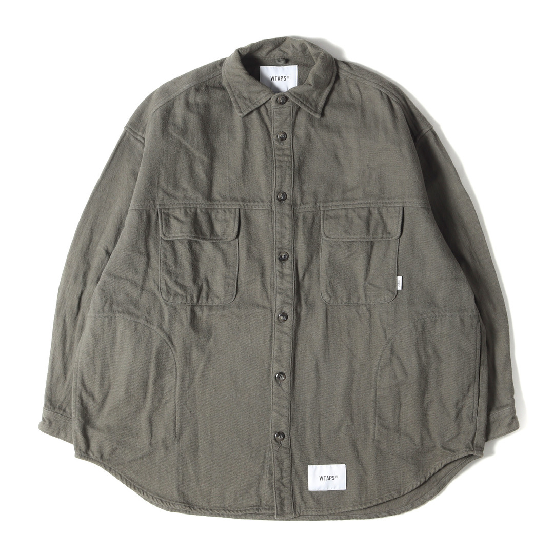 WTAPS ダブルタップス シャツ サイズ:M 22SS オーバーサイズ ヘビー フランネル シャツ WCPO 01 LS COTTON. FLANNEL オリーブドラブ トップス カジュアルシャツ 長袖 【メンズ】