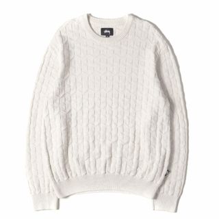 ステューシー(STUSSY)のSTUSSY ステューシー ニット サイズ:M 22AW Sロゴ 総柄 コットン ニット セーター Strand Sweater オフホワイト 白 トップス カジュアル 長袖【メンズ】【中古】(ニット/セーター)