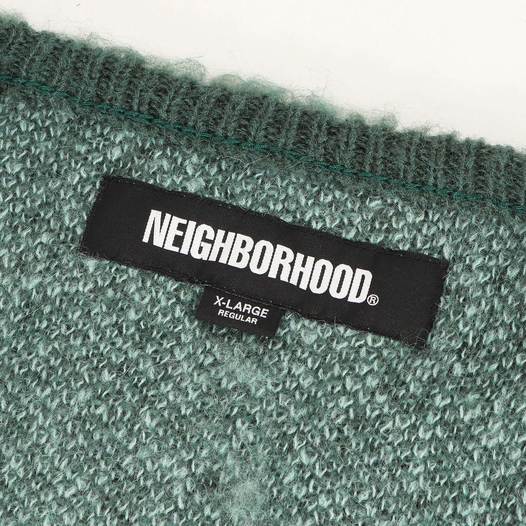 NEIGHBORHOOD(ネイバーフッド)のNEIGHBORHOOD ネイバーフッド カーディガン サイズ:XL 22AW レオパード柄 モヘヤニット カーディガン MOHAIR CARDIGAN / AN グリーン トップス セーター 長袖 【メンズ】【中古】【美品】 メンズのトップス(カーディガン)の商品写真