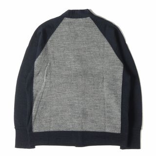 At LAST&CO アットラスト カーディガン サイズ:40 2トーン ウール ニット カーディガン 2-TONE CARDIGAN ネイビー  グレー トップス セーター 長袖 【メンズ】【中古】【美品】