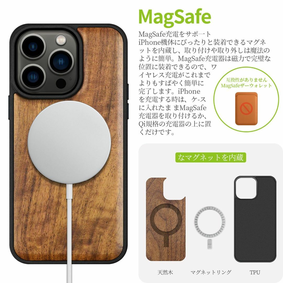 Carveit 木製 iPhone 15 Pro 用 ケース,[天然木+TPUシの通販 by たかだ ...