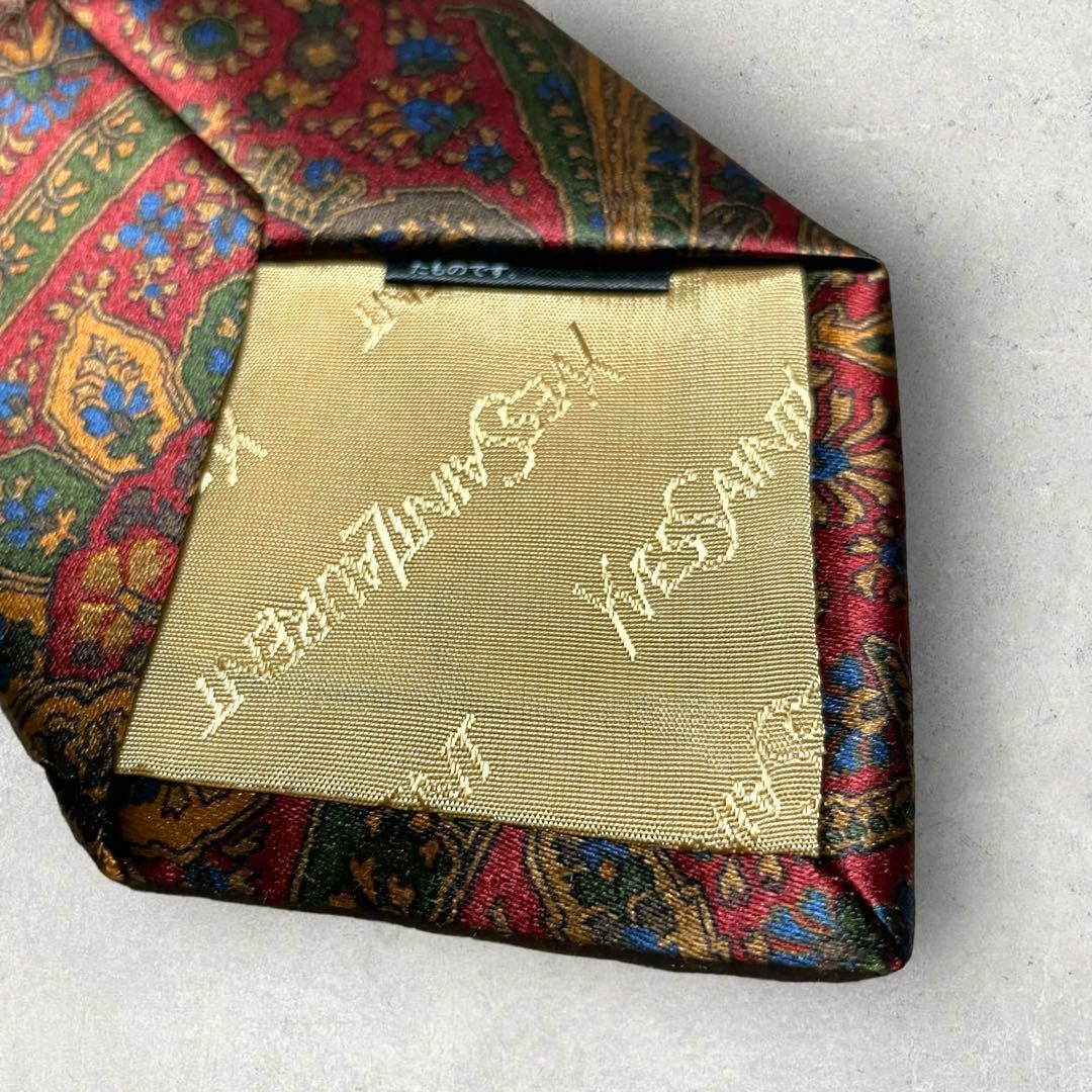 美品 Yves Saint Laurent ペイズリー柄 ネクタイ ボルドー