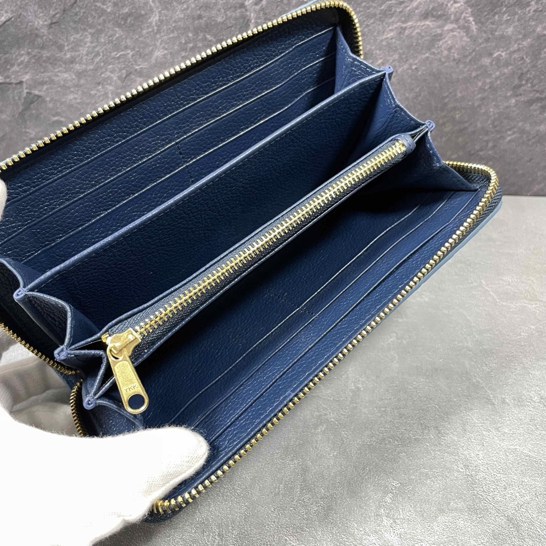 新品 クロコダイル 長財布 ネイビー ブルー 紺青 本革 ワニ革財布の