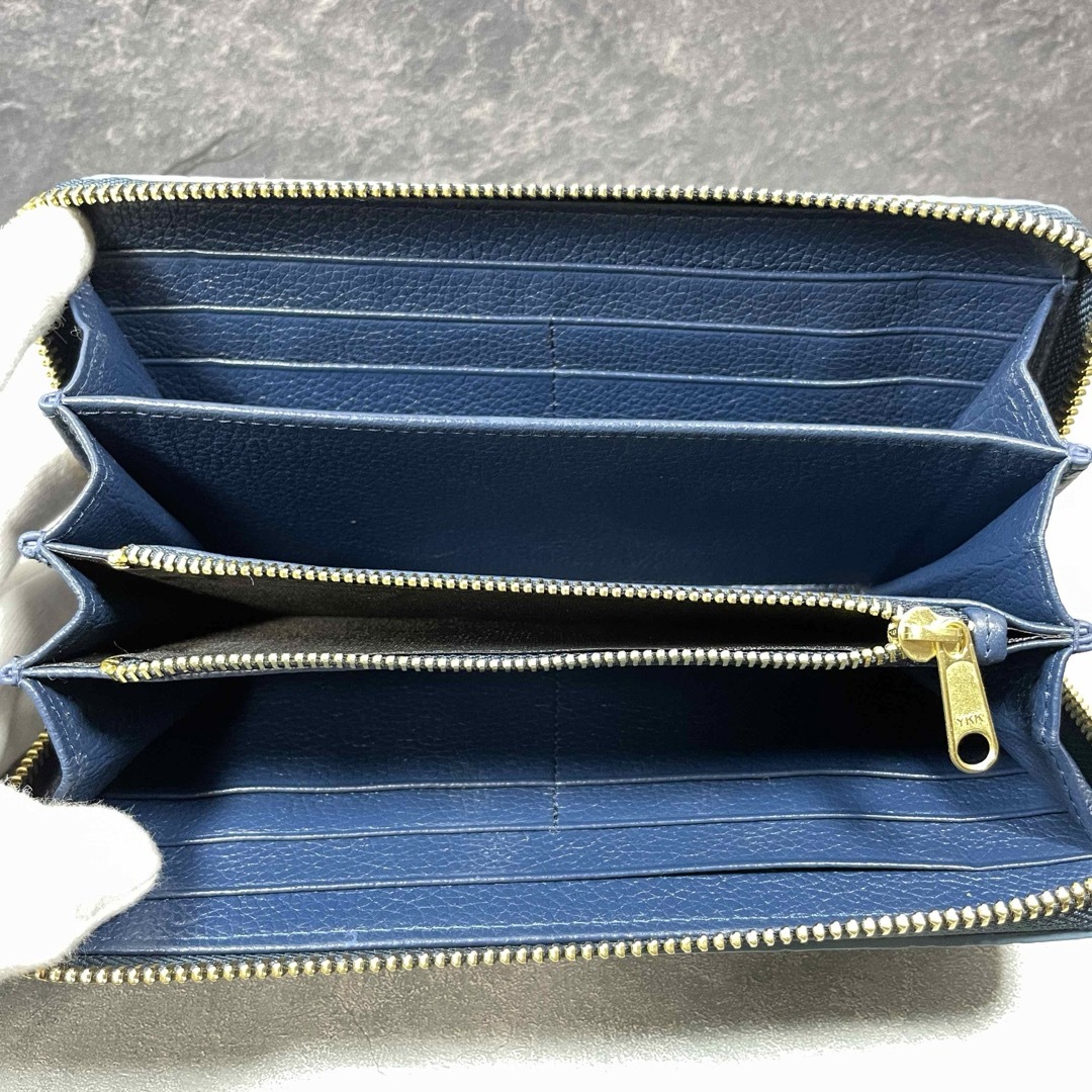新品 クロコダイル 長財布 ネイビー ブルー 紺青 本革 ワニ革財布の