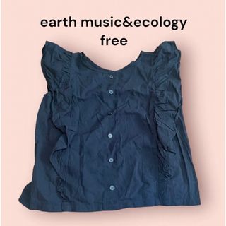 アースミュージックアンドエコロジー(earth music & ecology)のearth music&ecology レディース　トップス　シャツ　フリル　黒(シャツ/ブラウス(半袖/袖なし))