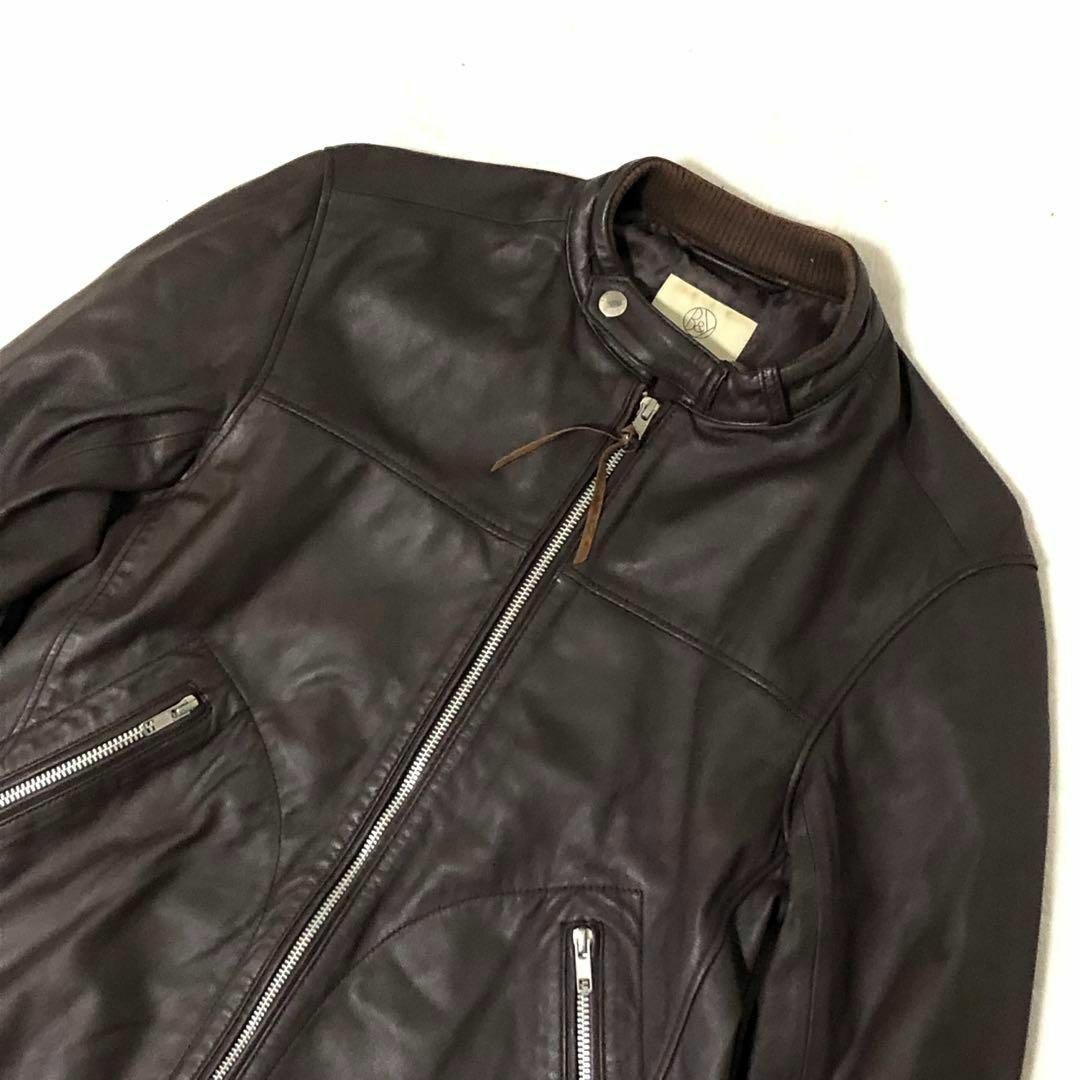 ビューティーアンドユース ライダースジャケット ブラウン M シングル