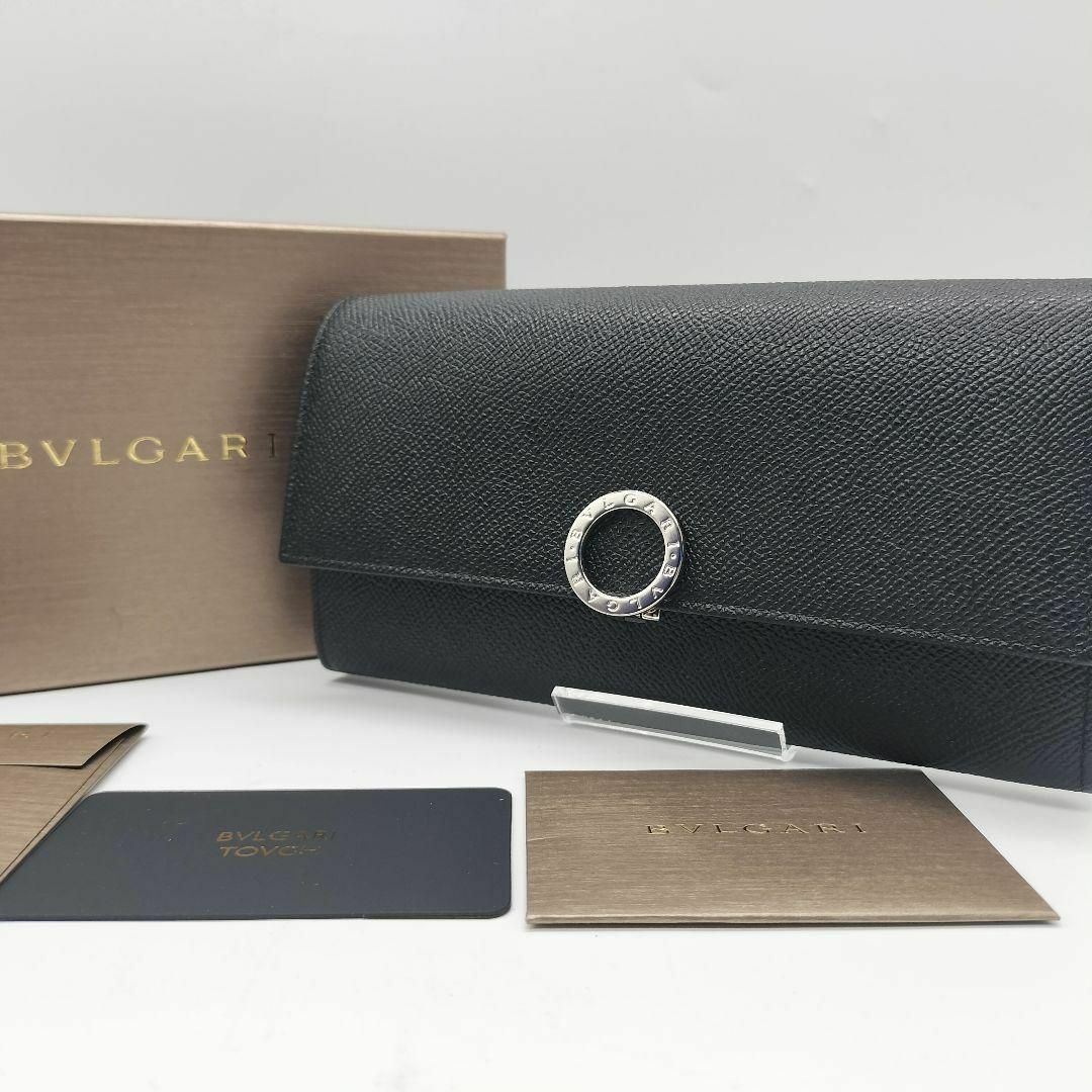 ✨BVLGARI ✨ブルガリ 三つ折り財布　ブラック　サークルシルバーロゴ