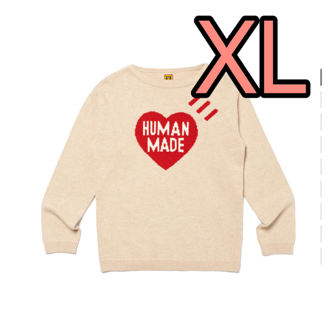 HUMAN MADE(ヒューマンメイド)のHUMAN MADE Heart Knit Sweater Beige XL メンズのトップス(ニット/セーター)の商品写真