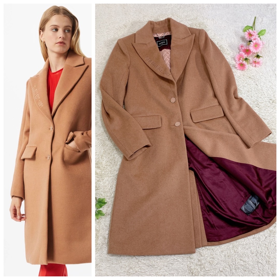 GUESS(ゲス)のゲス GUESS Adenora Coat LIGHT CARAMEL レディースのジャケット/アウター(ロングコート)の商品写真