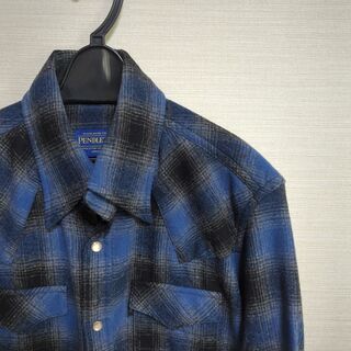 USA craft＆barrow　ネルシャツ　オンブレチェック　M ブルー