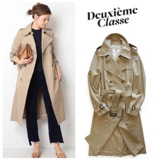 美品レディースM☆DEUXIEME CLASSEウール生地トレンチコート