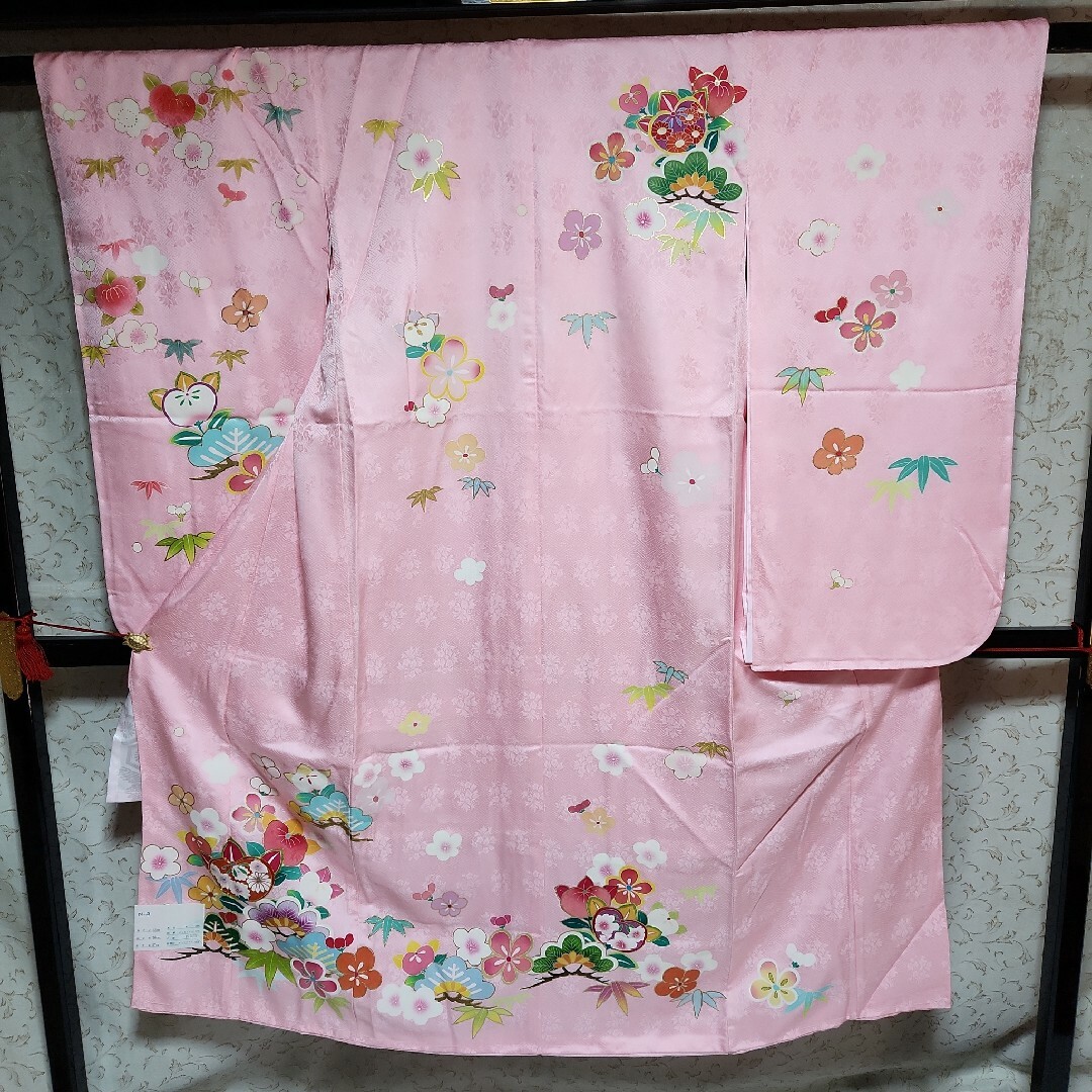 112 (保管品) 正絹 七五三 七歳用 四つ身着物-