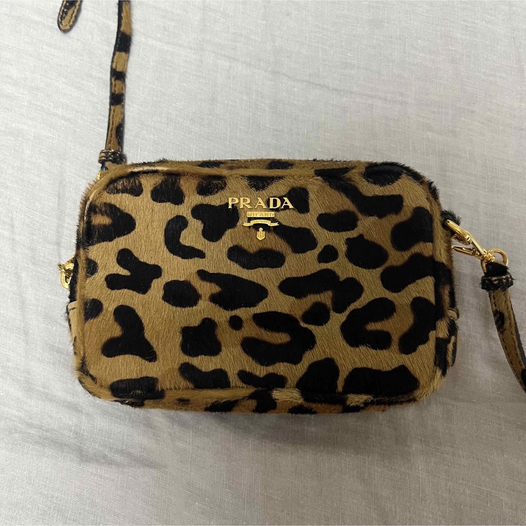 美品 PRADA レオパード ハラコショルダーバック Leopard 1