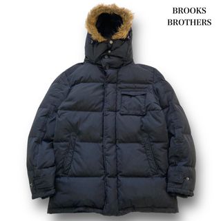 美品 Brooks Brothers ダウン ロング コート 黒 フーデット M