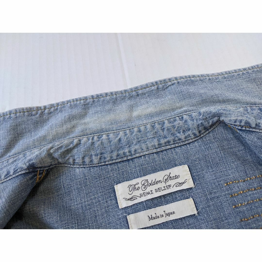 レミレリーフ リペア加工デニムシャツ L シャンブレーシャツ ウエスタン