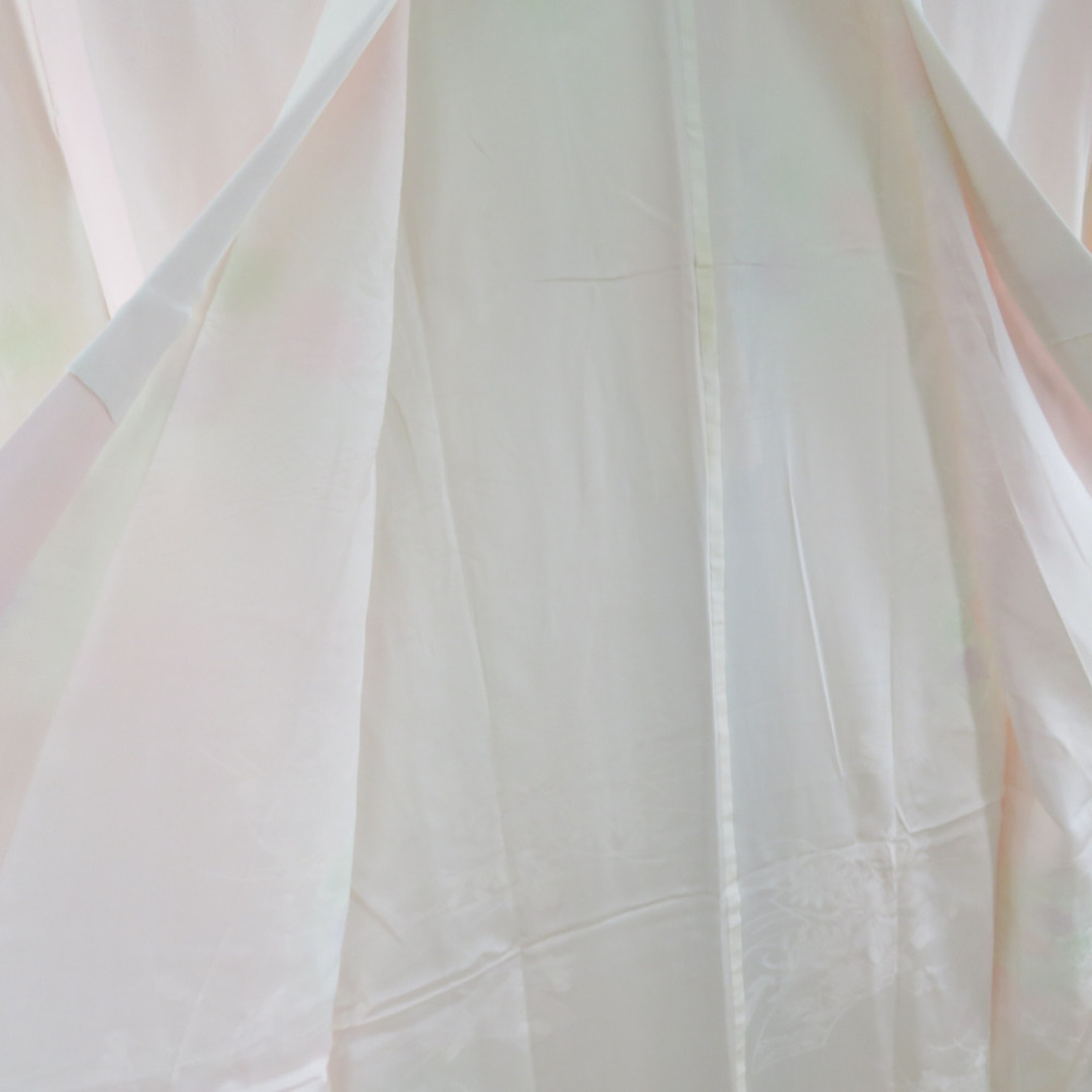 襦袢 扇面に菊地紋 ぼかし 桃色 長襦袢 袖無双 バチ衿 正絹 仕立て上がり 身丈140cm レディースの水着/浴衣(着物)の商品写真
