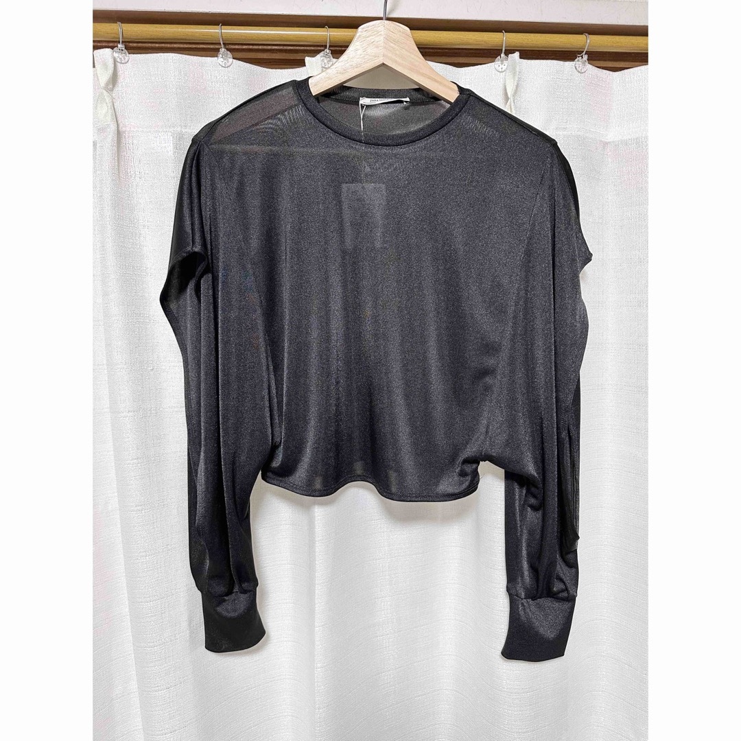 ZARA - ZARA トップス Tシャツ カットソー スリット 黒 長袖