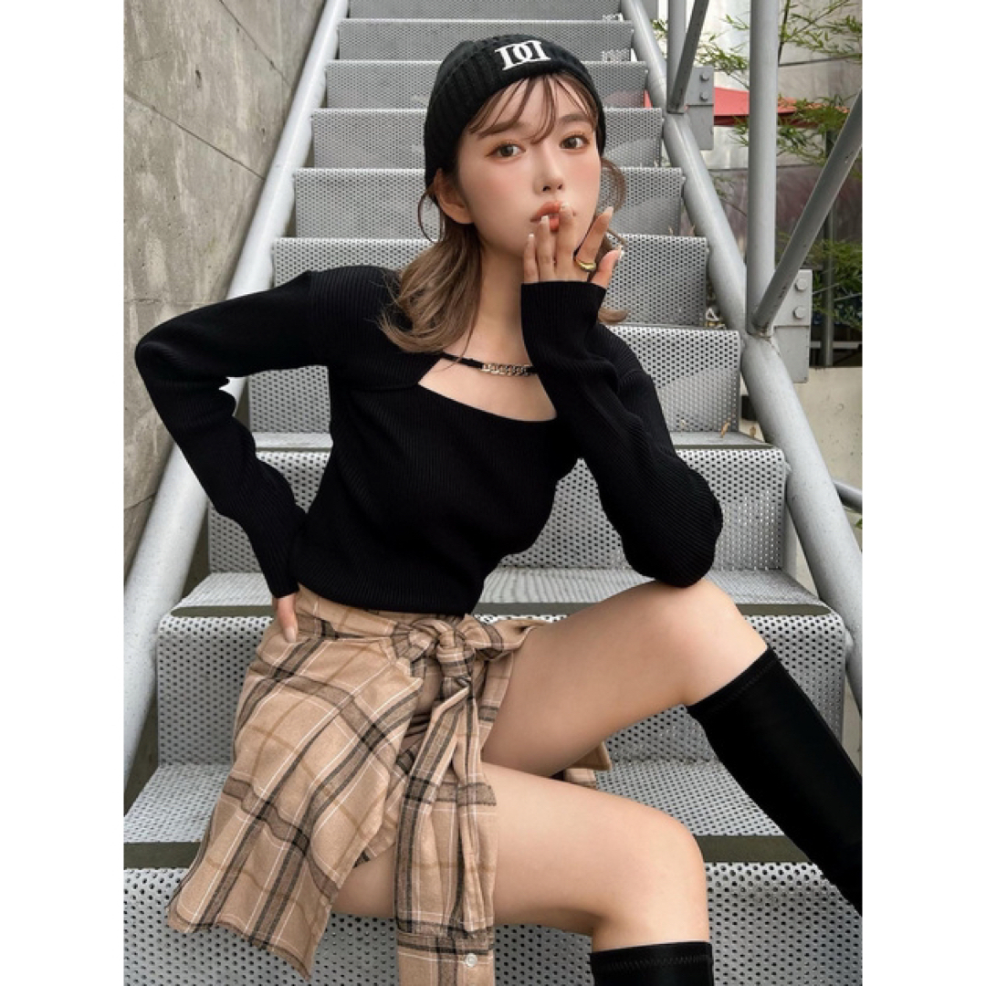 Darich(ダーリッチ)のDarich シャツレイヤードキュロットパンツ レディースのスカート(ミニスカート)の商品写真