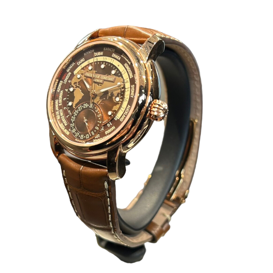 フレデリック・コンスタント FREDERIQUE CONSTANT ワールドタイマー マニュファクチュール FC-718BRWM4H4 ステンレススチール 革ベルト メンズ 腕時計