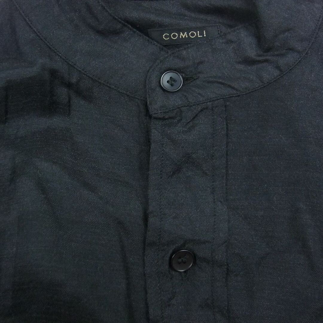 COMOLI コモリ 長袖シャツ 23SS X01-02016 ウールシルク プルオーバーシャツ チャコール系 2【美品】