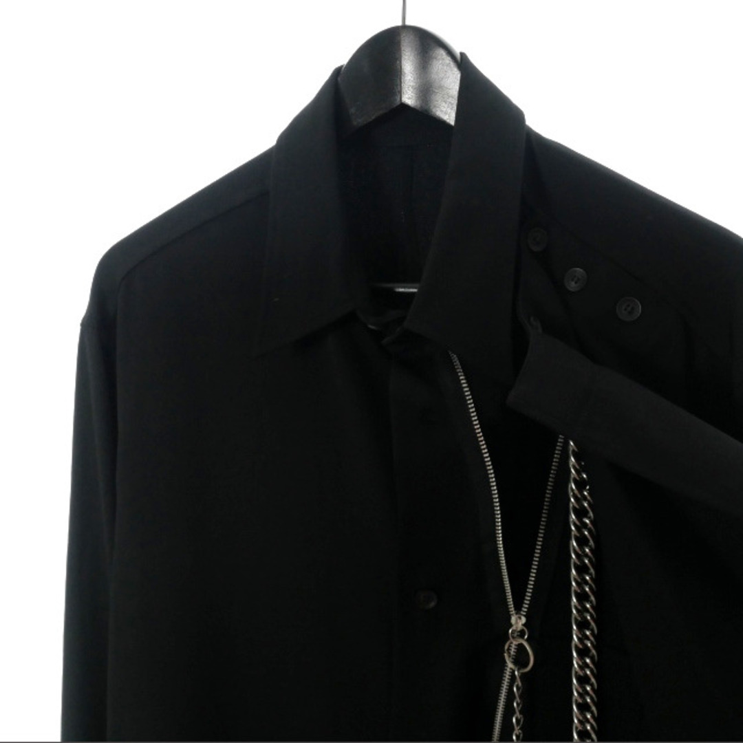 ヨウジヤマモトプールオム 20AW ウールギャバ チェーン ロングシャツ 3