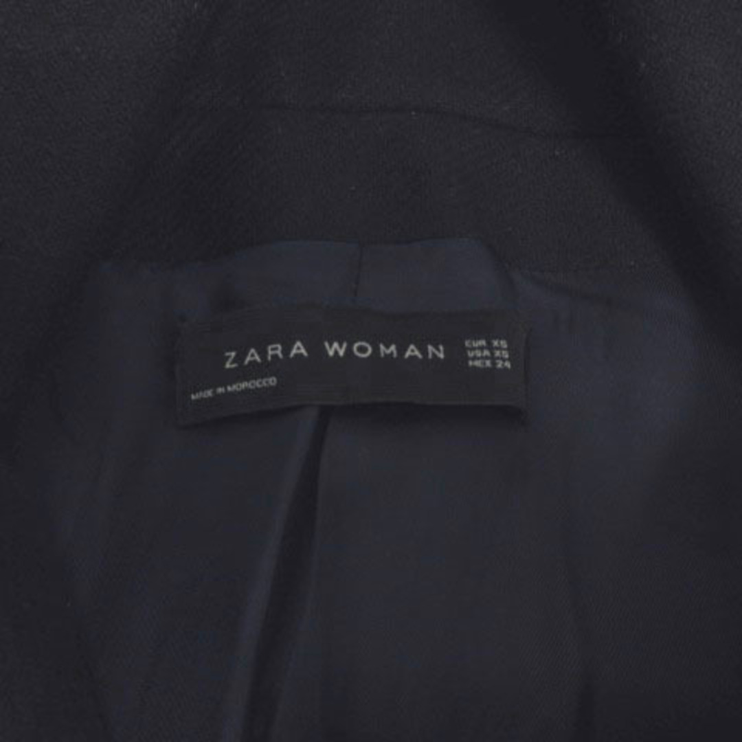 ZARA WOMAN コート スタンドカラー スタッズ ウール混 紺 XS約33cm身幅
