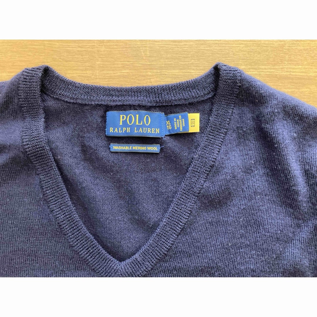 POLO RALPH LAUREN(ポロラルフローレン)のラルフローレン　ウール　長袖セーター　濃紺　XL メンズのトップス(ニット/セーター)の商品写真