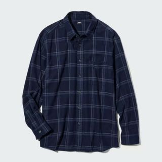 ユニクロ(UNIQLO)の【新品】UNIQLO　ユニクロ　チェック　ネルシャツ　紺　L　453172(シャツ)