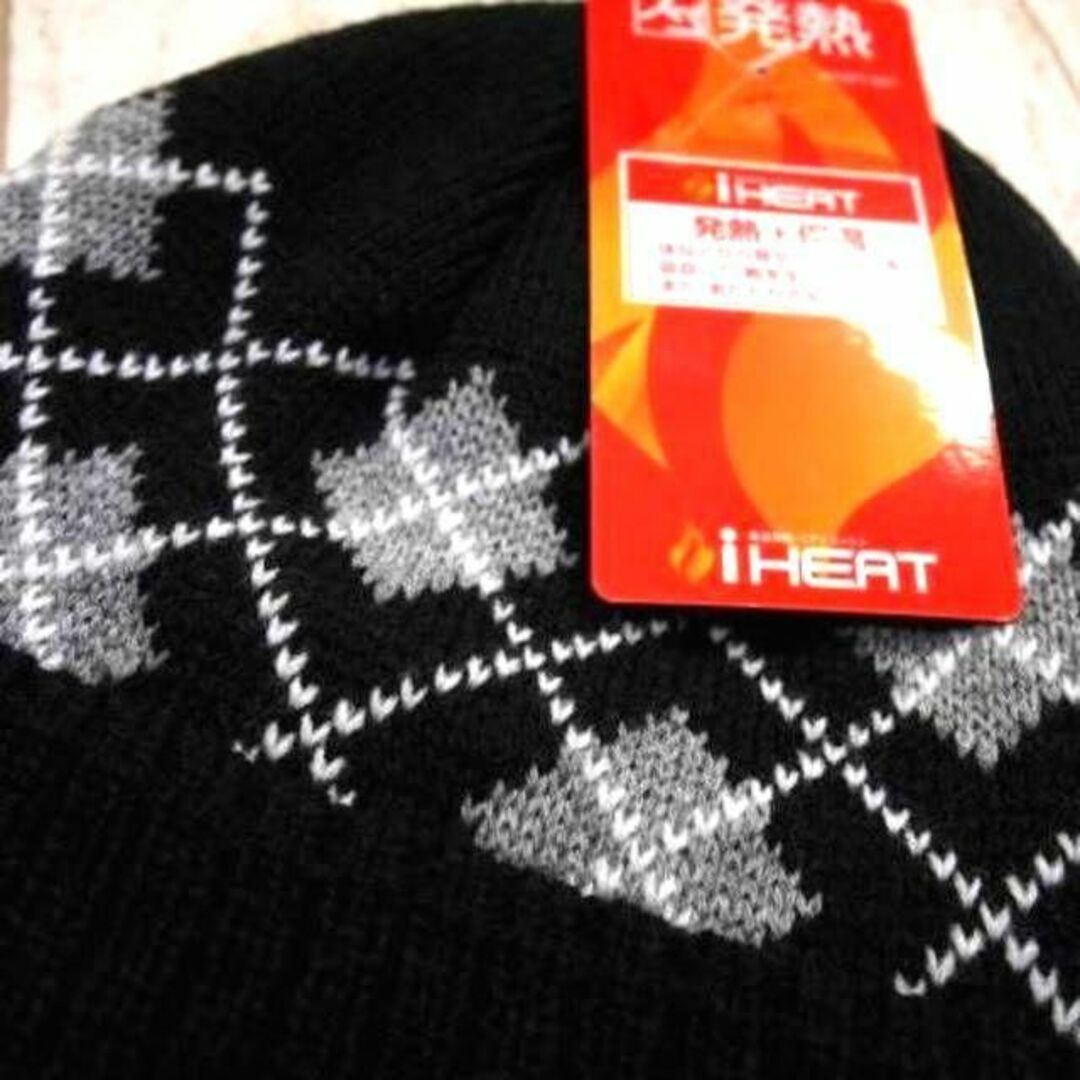 TIGORA(ティゴラ)の【新品/送料込】★TIGORA iHEAT BLACKアーガイルニットキャップ★ メンズの帽子(ニット帽/ビーニー)の商品写真