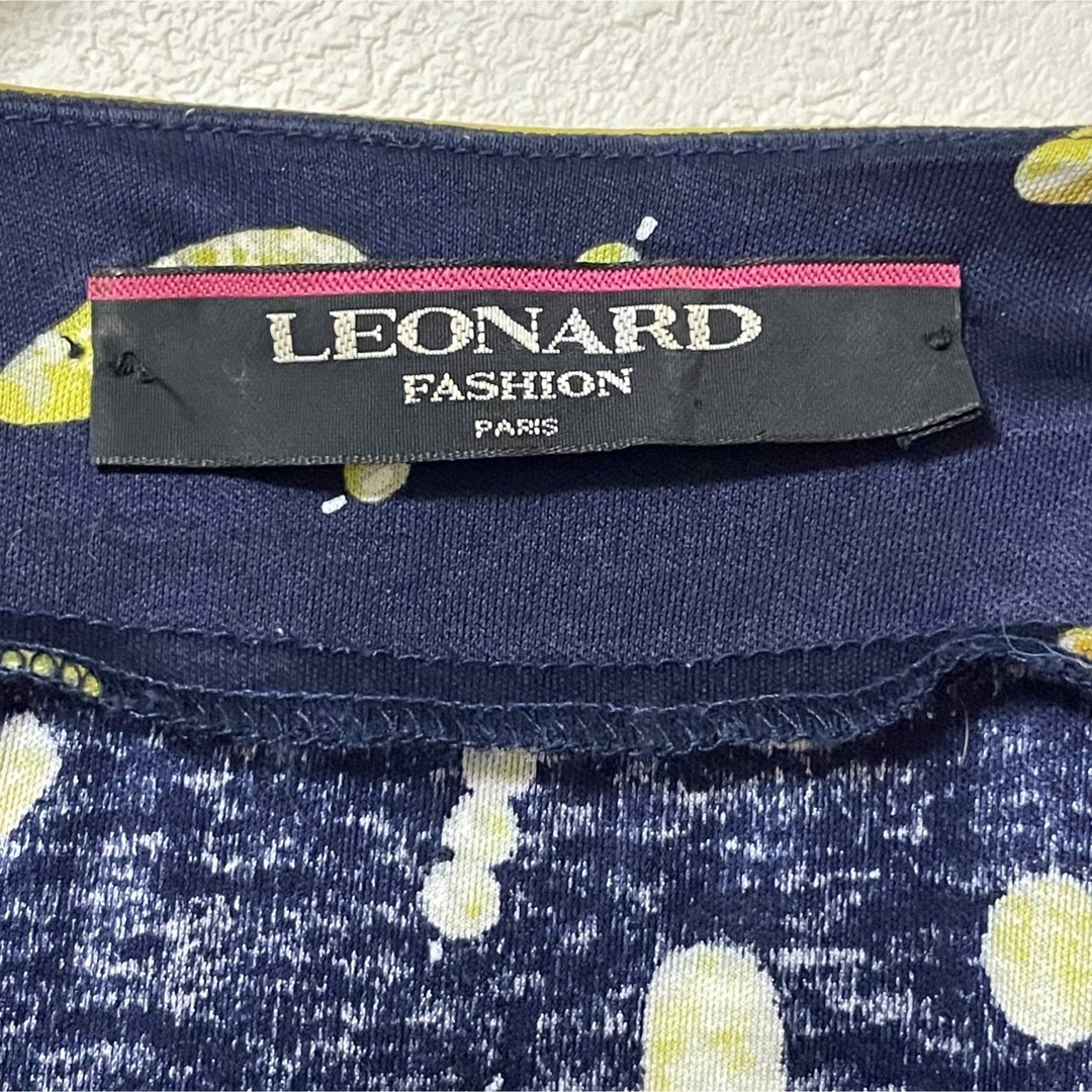 LEONARD レオナール カーディガン 金ボタン ネイビー L