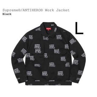 SUPREME x ANTI HERO シュプリーム アンタイヒーロー 22SS 別注 Work Jacket SuprHEROロゴプリント ツイルワークジャケット XL BLACK アウター【新古品】【SUPREME × ANTI HERO】