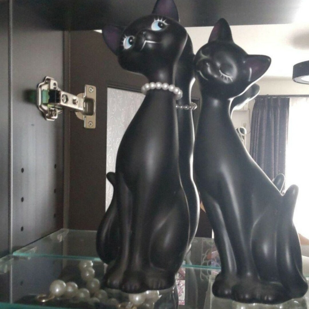 黒猫　置物　ペア