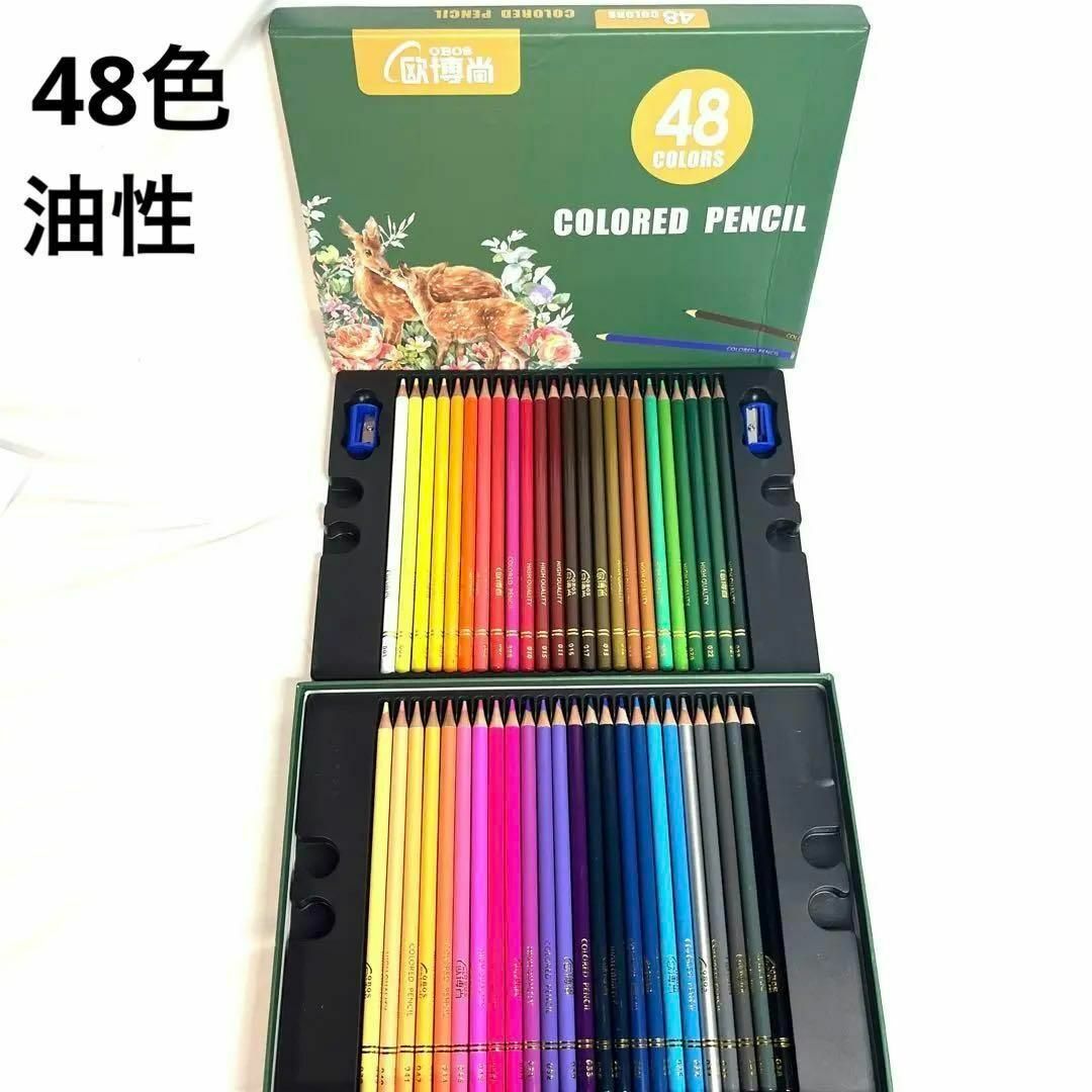 48色油性 色鉛筆 画材 絵の具 塗り絵 油性画 画材 イラスト 美術