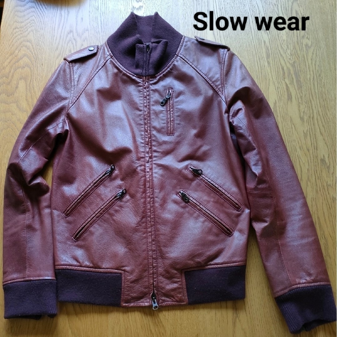 スローウエア Slow wearメンズ レザージャケット  サイズM(サイズ２)