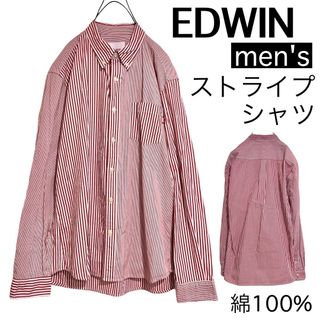 エドウィン(EDWIN)のEDWINエドウィン/men'sストライプ長袖カッターシャツ美品オーバーサイズ(シャツ)