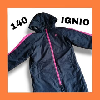 イグニオ(Ignio)の【古着】ジャンパー アウター ロング IGNIO 黒 キッズ 子供服 140㎝(ジャケット/上着)