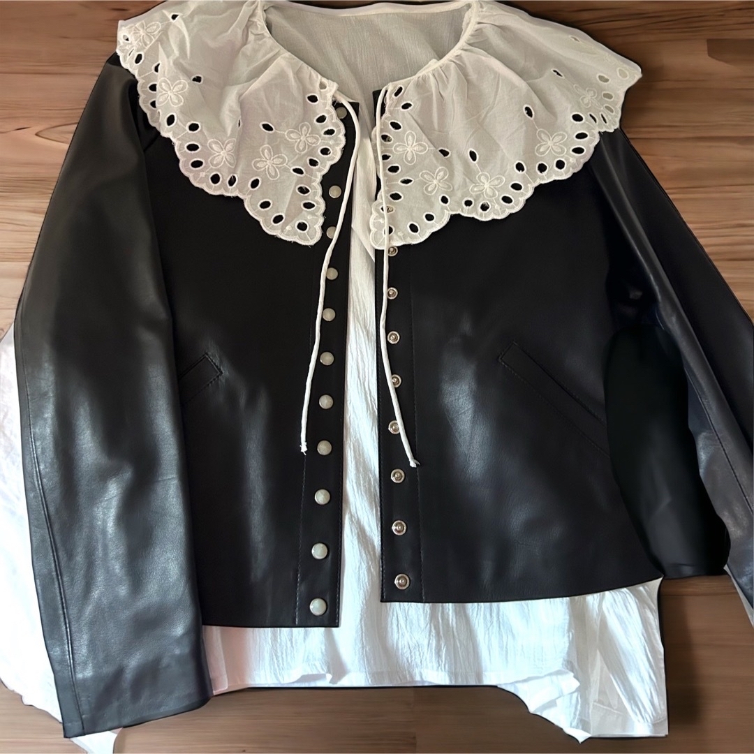 【新品未使用】lamb leather jacket 黒  Mサイズ